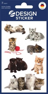 Matrica, papír,  3 ív, 76x120 mm, AVERY ZWECKFORM, "Z-Design No.55971", játékos kölyök cicák